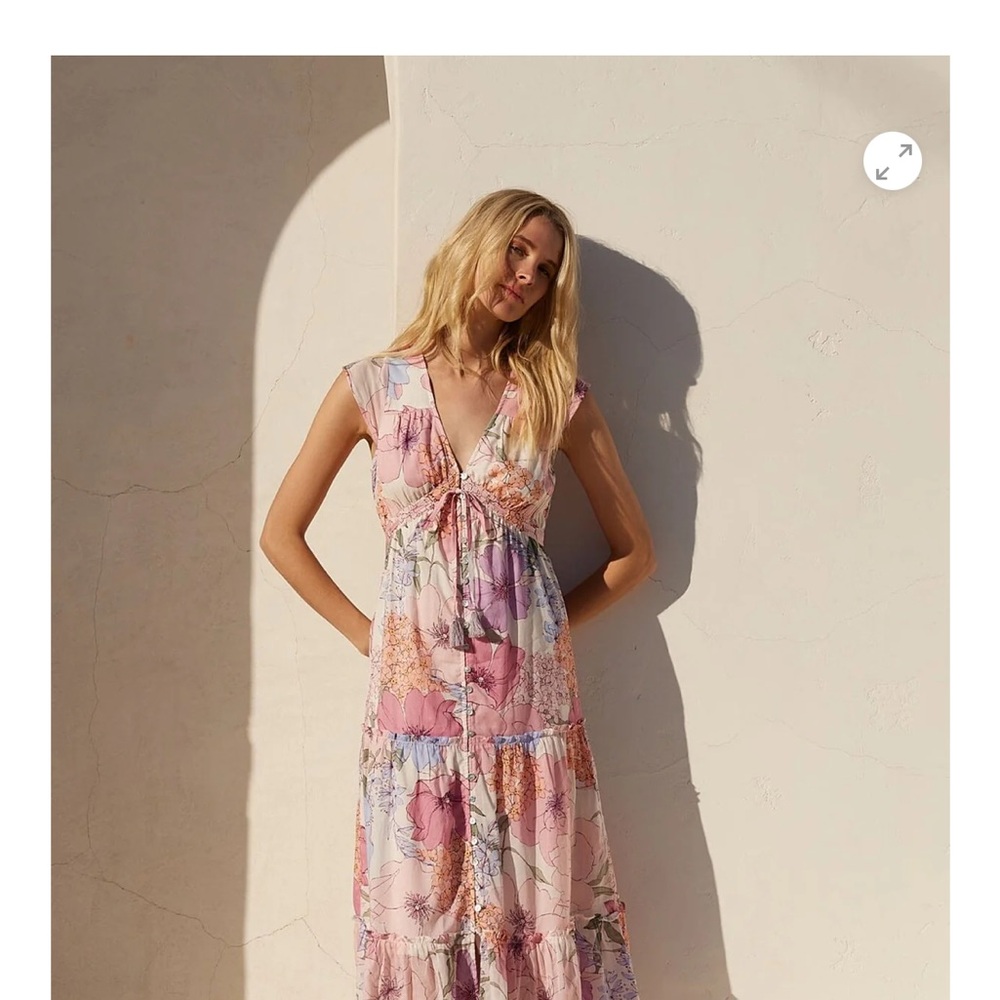 Love Stitch Floral Maxi Dress in Pink and Lavender